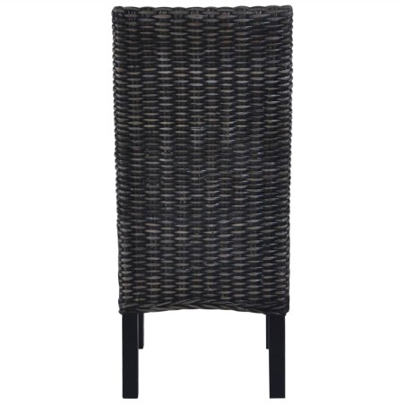 Chaises à manger lot de 6 noir rotin Kubu et bois de manguier