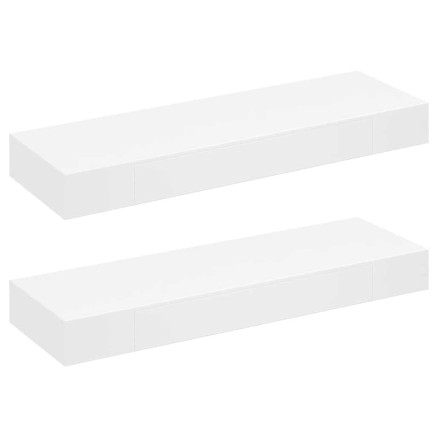 Étagères murales avec tiroirs 2 pcs Blanc 80 cm 2
