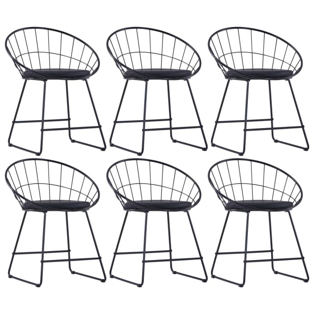 Chaises à manger similicuir lot de 6 noir acier