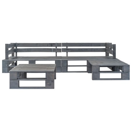 Salon de jardin palette 4 pcs Bois Gris