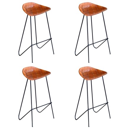 Chaises de bar lot de 4 marron cuir véritable