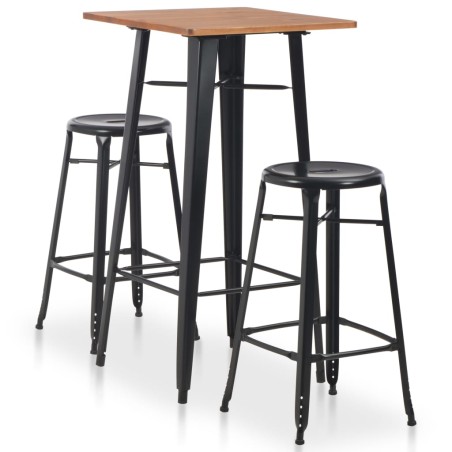 Mobilier de bar 3 pcs Acier Noir