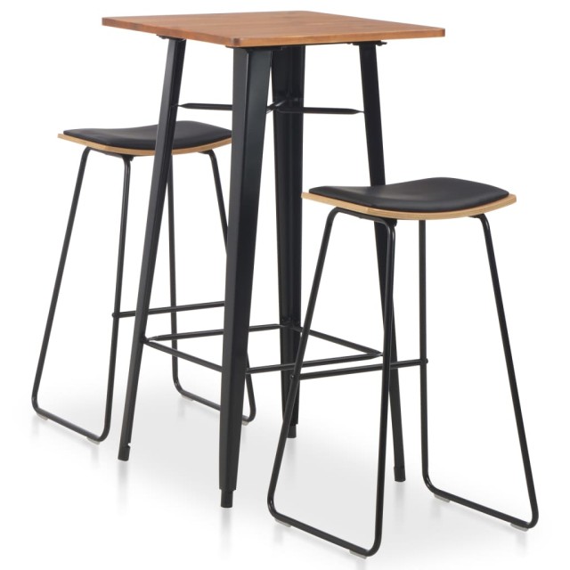Mobilier de bar 3 pcs Acier Noir