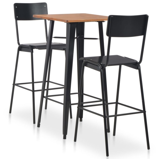 Mobilier de bar 3 pcs Acier Noir