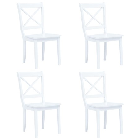 Ensemble de salle à manger 5 pcs Bois d'hévéa Blanc