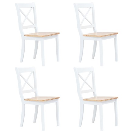 Ensemble de salle à manger 5 pcs Bois d'hévéa Blanc et marron 2