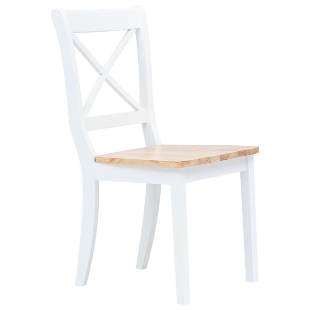 Ensemble de salle à manger 5 pcs Bois d'hévéa Blanc et marron