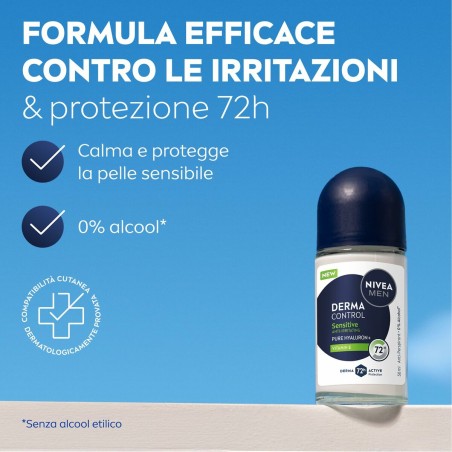 Deodorante Roll-on Nivea DERMA CONTROL SENSITIVE 50 ml
