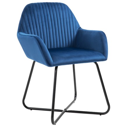 Chaises à manger lot de 6 bleu velours 2
