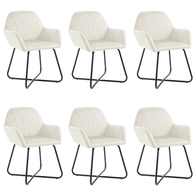 Chaises à manger lot de 6 crème velours