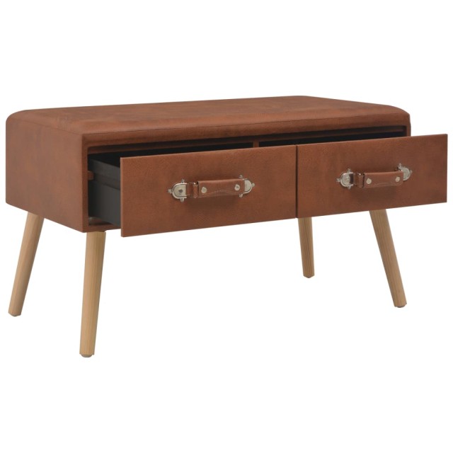 Banc avec tiroirs 80 cm Marron Similicuir
