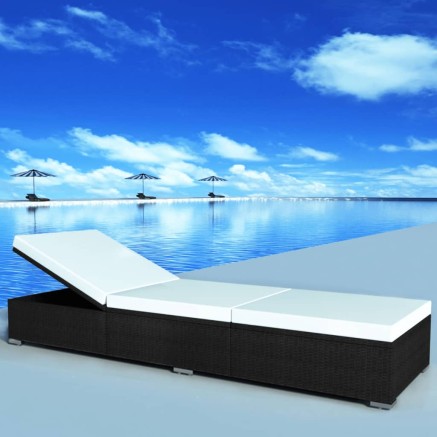 Chaises longues avec coussins lot de 2 Résine tressée Noir 2