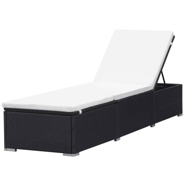 Chaises longues avec coussins lot de 2 Résine tressée Noir
