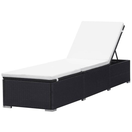 Chaises longues avec coussins lot de 2 Résine tressée Noir