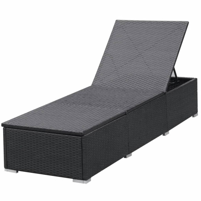 Chaises longues avec coussins lot de 2 Résine tressée Noir