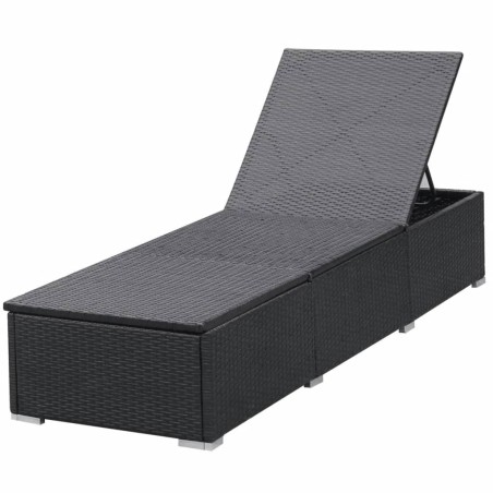 Chaises longues avec coussins lot de 2 Résine tressée Noir