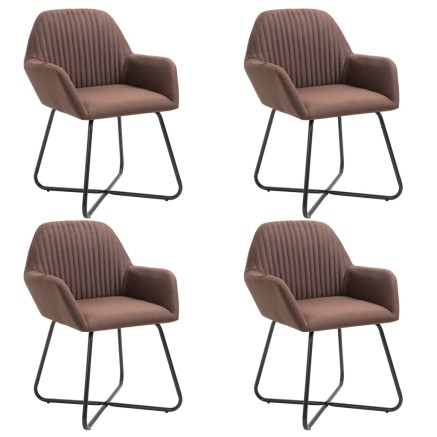 Chaises à manger lot de 4 marron tissu
