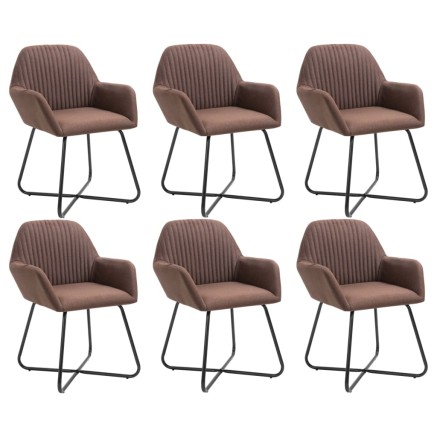 Chaises à manger lot de 6 marron tissu