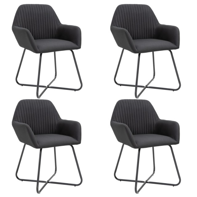 Chaises à manger lot de 4 noir tissu