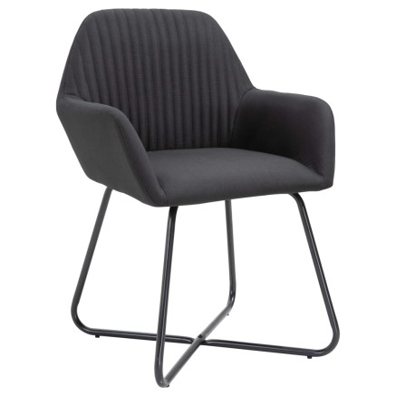 Chaises à manger lot de 6 noir tissu 2