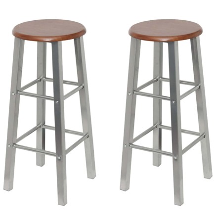 Tabourets de bar lot de 4 argenté et marron MDF 2