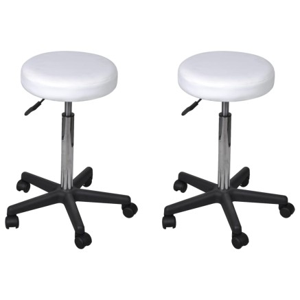 Tabourets de bureau lot de 2 Blanc 35,5x84 cm Similicuir