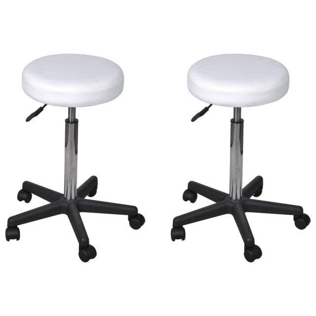 Tabourets de bureau lot de 2 Blanc 35,5x84 cm Similicuir