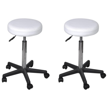 Tabourets de bureau lot de 2 Blanc 35,5x84 cm Similicuir