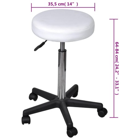 Tabourets de bureau lot de 2 Blanc 35,5x84 cm Similicuir