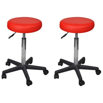 Tabourets de bureau lot de 2 Rouge 35,5x84 cm Similicuir