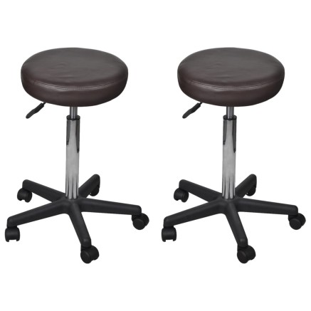 Tabourets de bureau lot de 2 Marron 35,5x84 cm Similicuir
