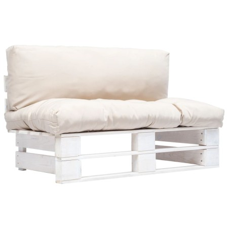 Canapé de jardin palette avec coussins sable Pinède