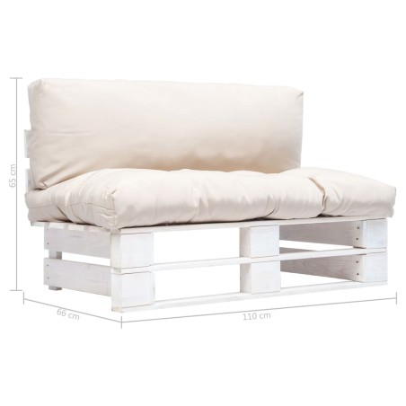 Canapé de jardin palette avec coussins sable Pinède