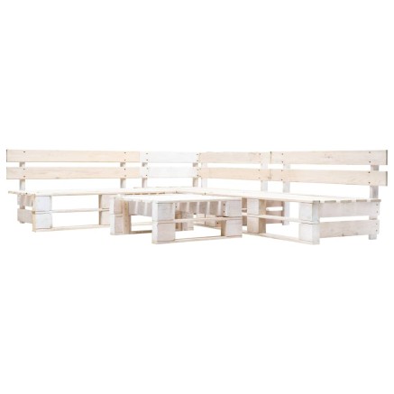 Salon de jardin palette 4 pcs Bois Blanc