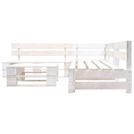Salon de jardin palette 4 pcs Bois Blanc 2