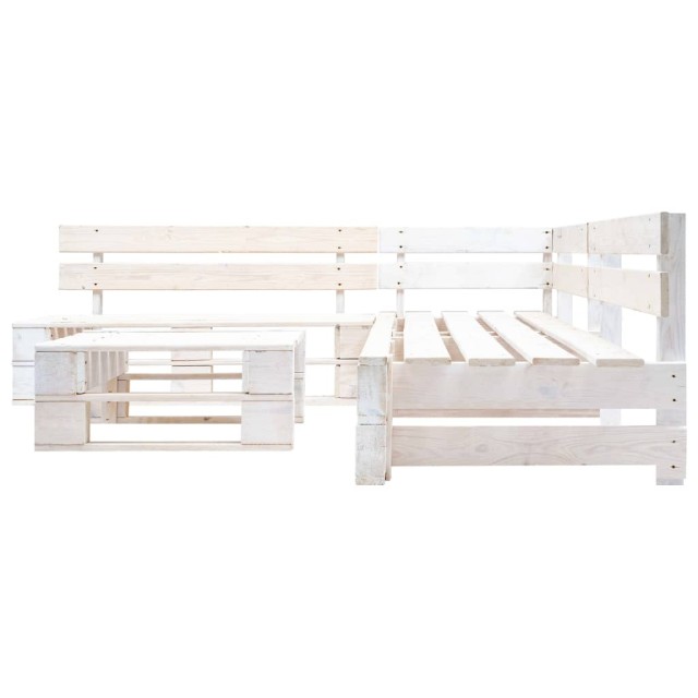 Salon de jardin palette 4 pcs Bois Blanc