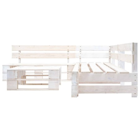 Salon de jardin palette 4 pcs Bois Blanc