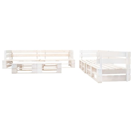 Salon de jardin palette 6 pcs Bois Blanc 2