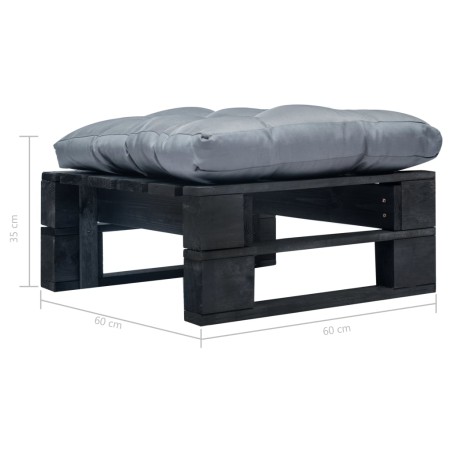 Repose-pied palette de jardin avec coussin gris noir bois