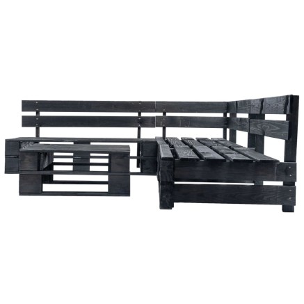Canapés de jardin palette 4 pcs noir bois 2