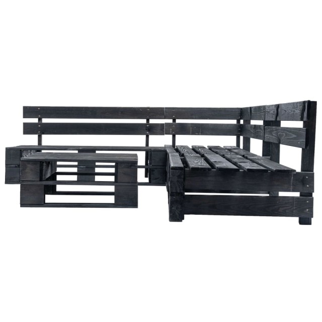 Canapés de jardin palette 4 pcs noir bois
