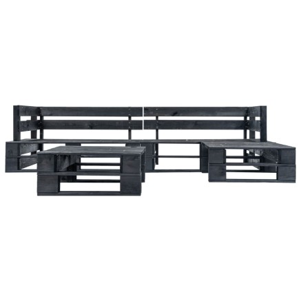 Canapés de jardin palette 4 pcs Noir Bois 2