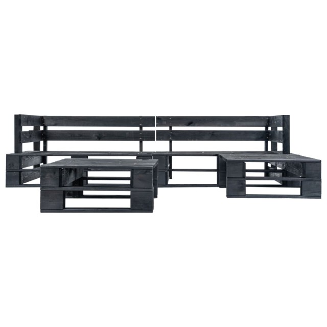 Canapés de jardin palette 4 pcs Noir Bois