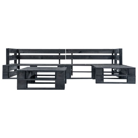 Canapés de jardin palette 4 pcs Noir Bois