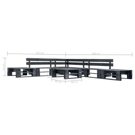 Canapés de jardin palette 6 pcs noir bois