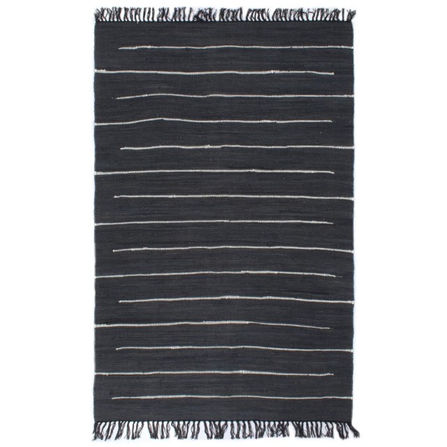 Tapis Chindi Coton tissé à la main 120 x 170 cm Anthracite