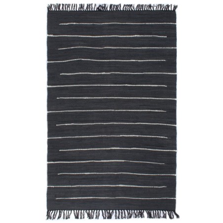 Tapis Chindi Coton tissé à la main 120 x 170 cm Anthracite