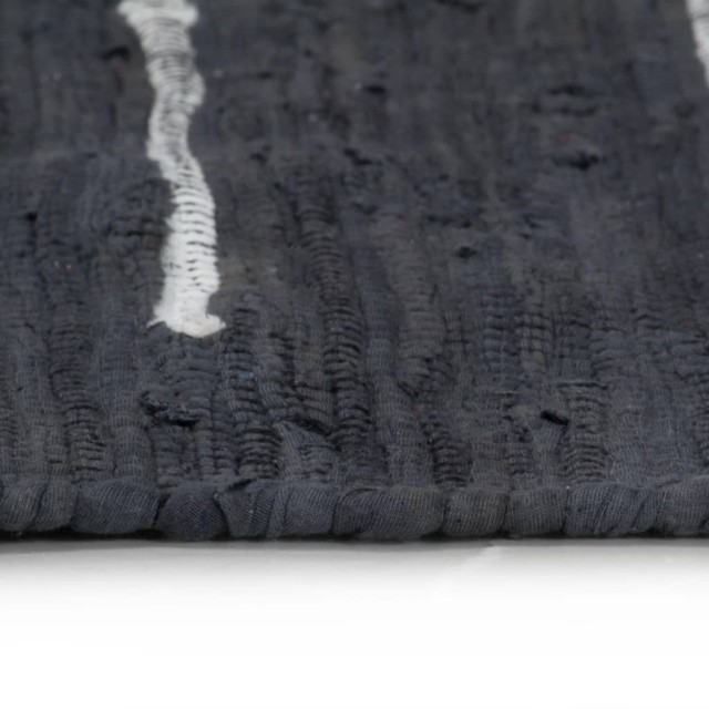 Tapis Chindi Coton tissé à la main 120 x 170 cm Anthracite