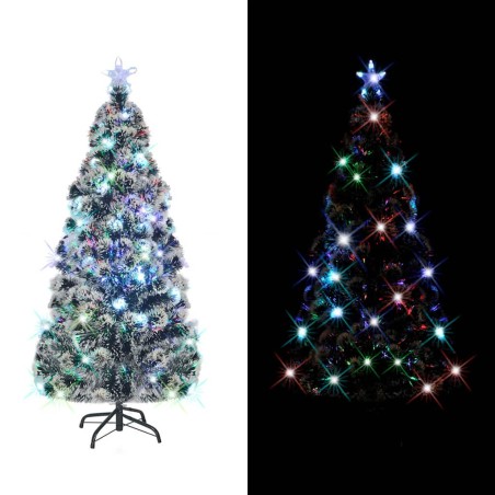 Arbre de Noël pré-éclairé avec support et LED 150 cm fibre optique
