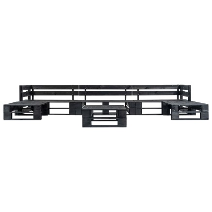 Canapés de jardin palette 6 pcs Noir Bois 2